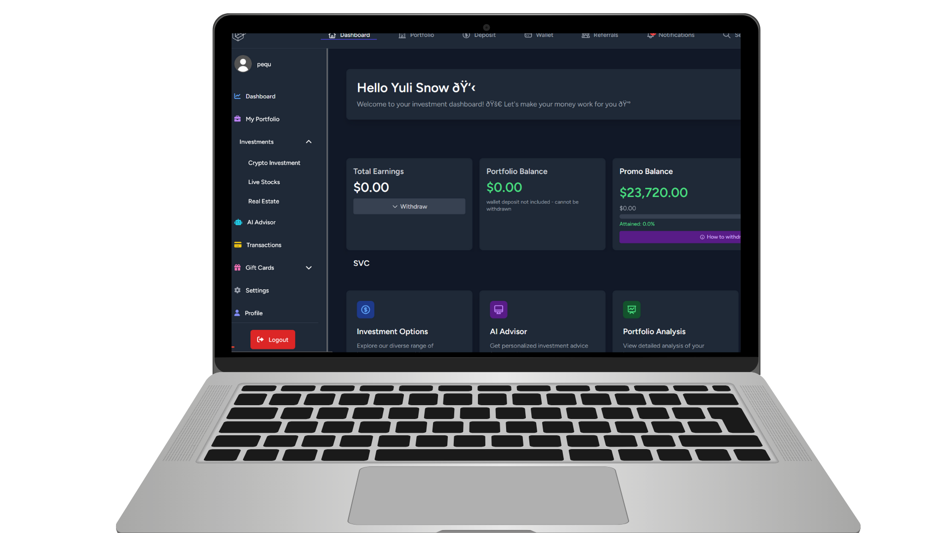 Sterling Vault Capital Dashboard Mockup